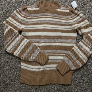 LOFT Brown and Cream Knit Sweater